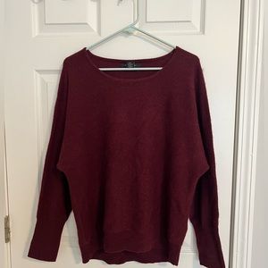 Tahari 100% 2-ply Cashmere Dark Red Burgundy Crew Neck Sweater Size XL